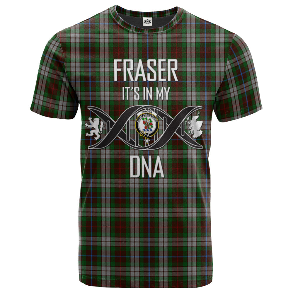 Printivon Fraser Hunting Dress Clan DNA In Me Tartan Crest T Shirt