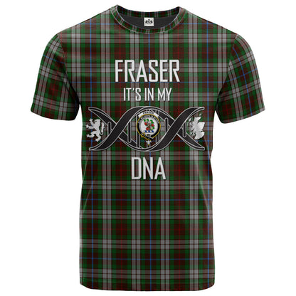 Printivon Fraser Hunting Dress Clan DNA In Me Tartan Crest T Shirt