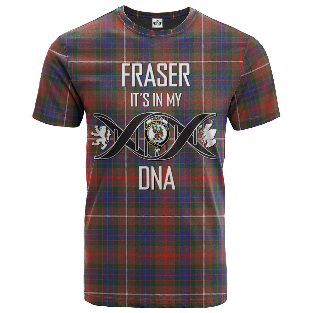 Printivon Fraser Hunting Modern Clan DNA In Me Tartan Crest T Shirt