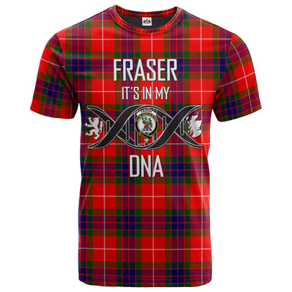 Printivon Fraser Modern Clan DNA In Me Tartan Crest T Shirt