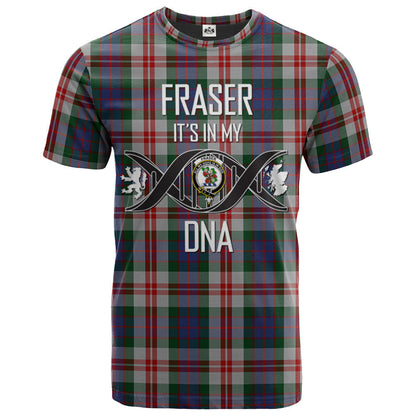 Printivon Fraser Red Dress Clan DNA In Me Tartan Crest T Shirt