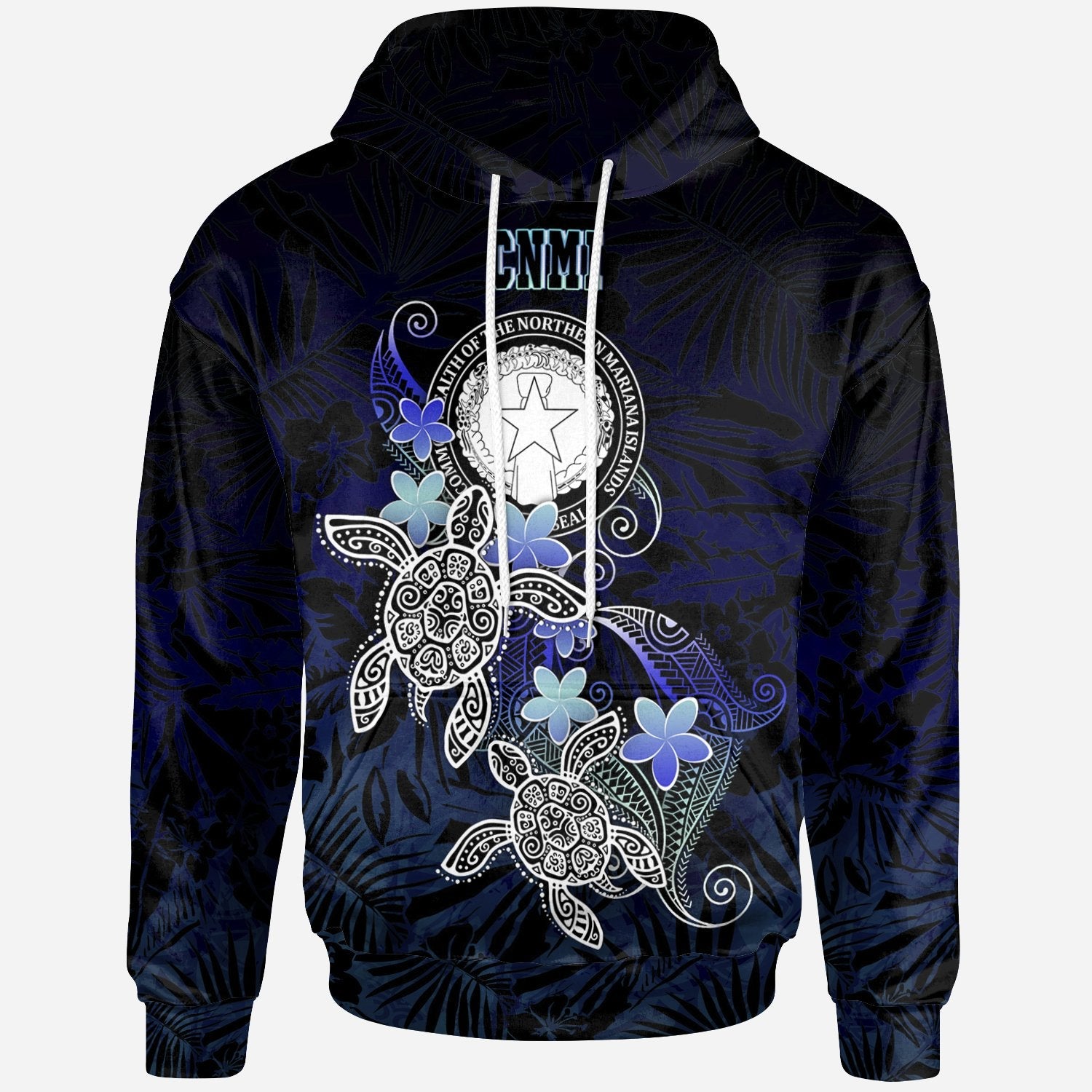 CNMI Polynesian Hoodie Blue Turtle Couple