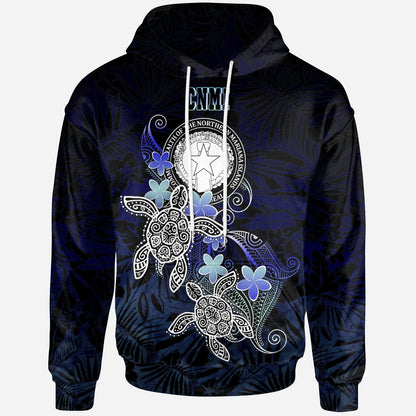 CNMI Polynesian Hoodie Blue Turtle Couple