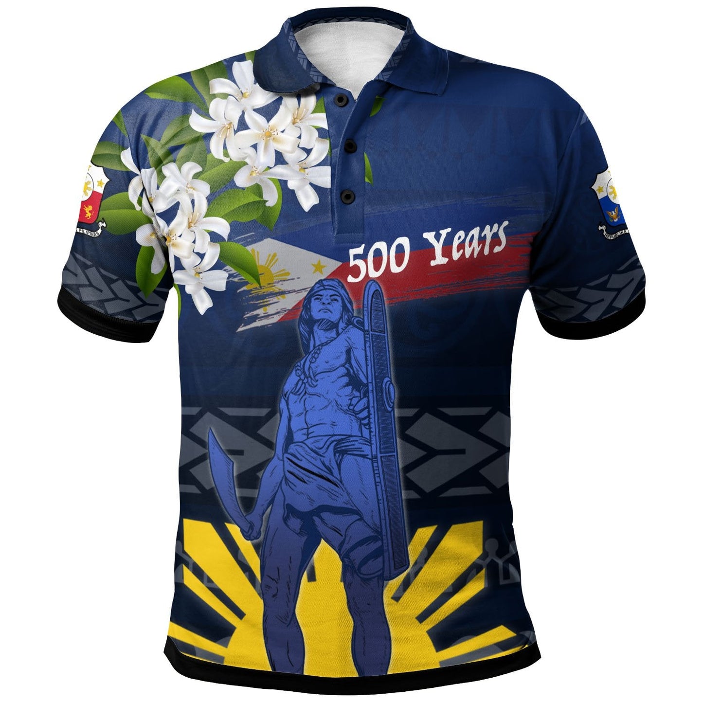 Philippines Polo Shirt - King Lapu - Lapu With Sampaguita Jasmine Flower