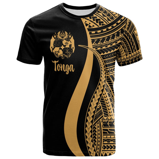 Tonga T - Shirt Gold - Polynesian Tentacle Tribal Pattern