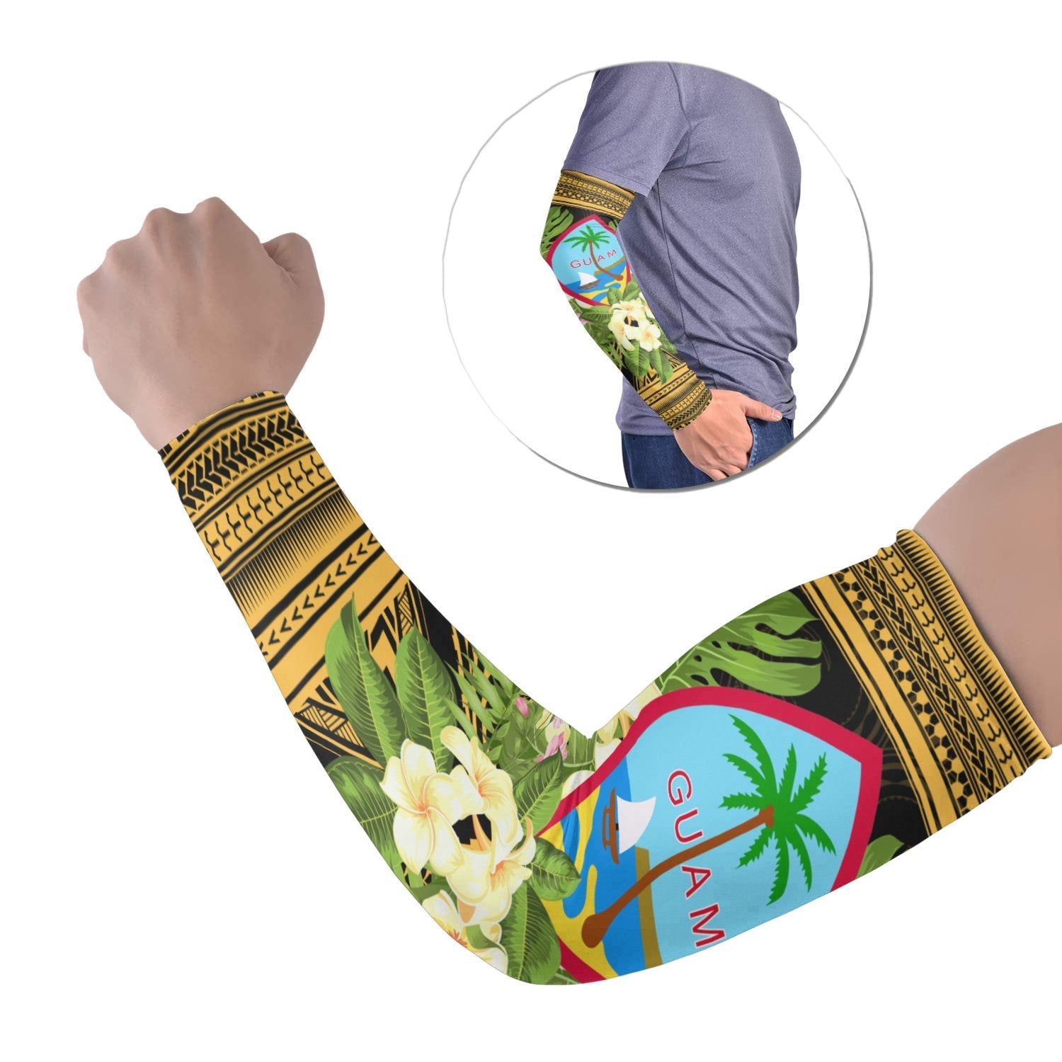Guam Arm Sleeve (Set of 2) - Tropical Flowers Polynesian Patterns