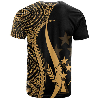 Kosrae Custom Personalised T - Shirt Gold - Micronesian Tentacle Tribal Pattern
