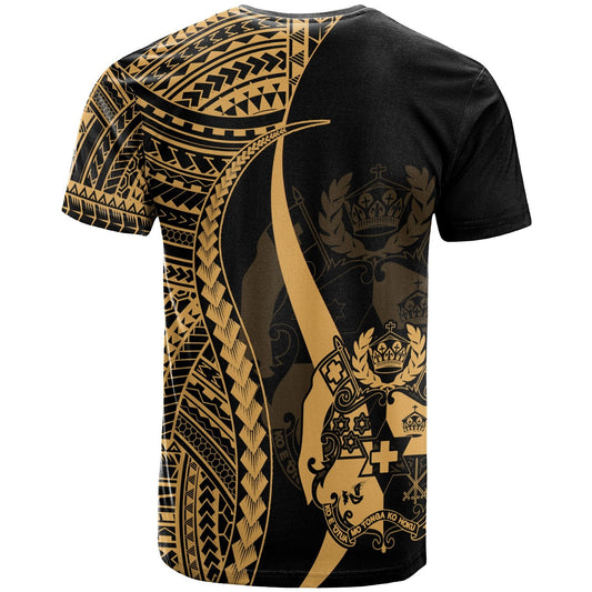Tonga T - Shirt Gold - Polynesian Tentacle Tribal Pattern