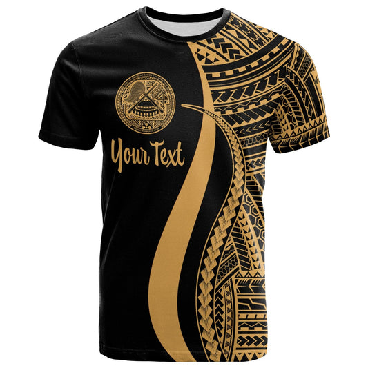 American Samoa Custom Personalised T - Shirt Gold - Polynesian Tentacle Tribal Pattern