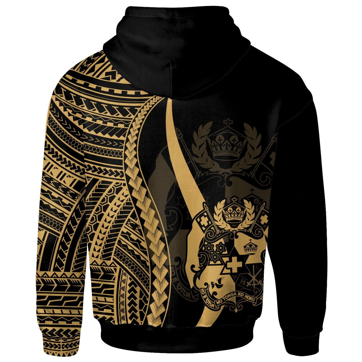Tonga Hoodie Gold Tentacle Tribal Pattern