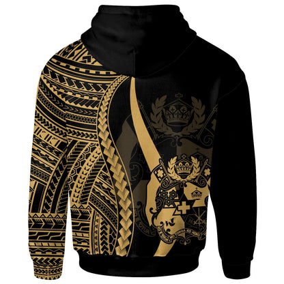 Tonga Hoodie Gold Tentacle Tribal Pattern