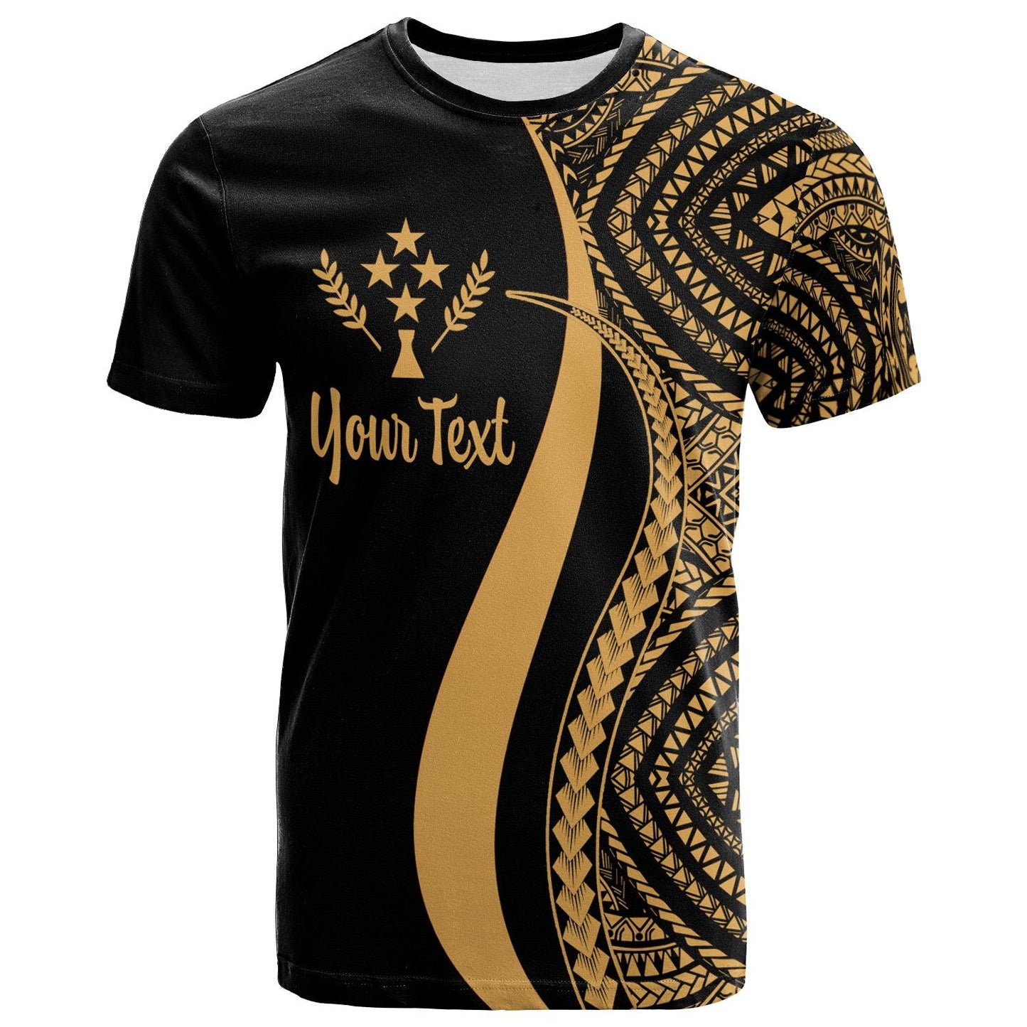Kosrae Custom Personalised T - Shirt Gold - Micronesian Tentacle Tribal Pattern