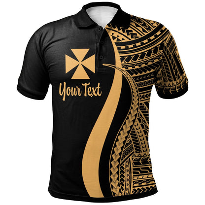 Wallis and Futuna Custom Personalised Polo Shirt Gold - Polynesian Tentacle Tribal Pattern
