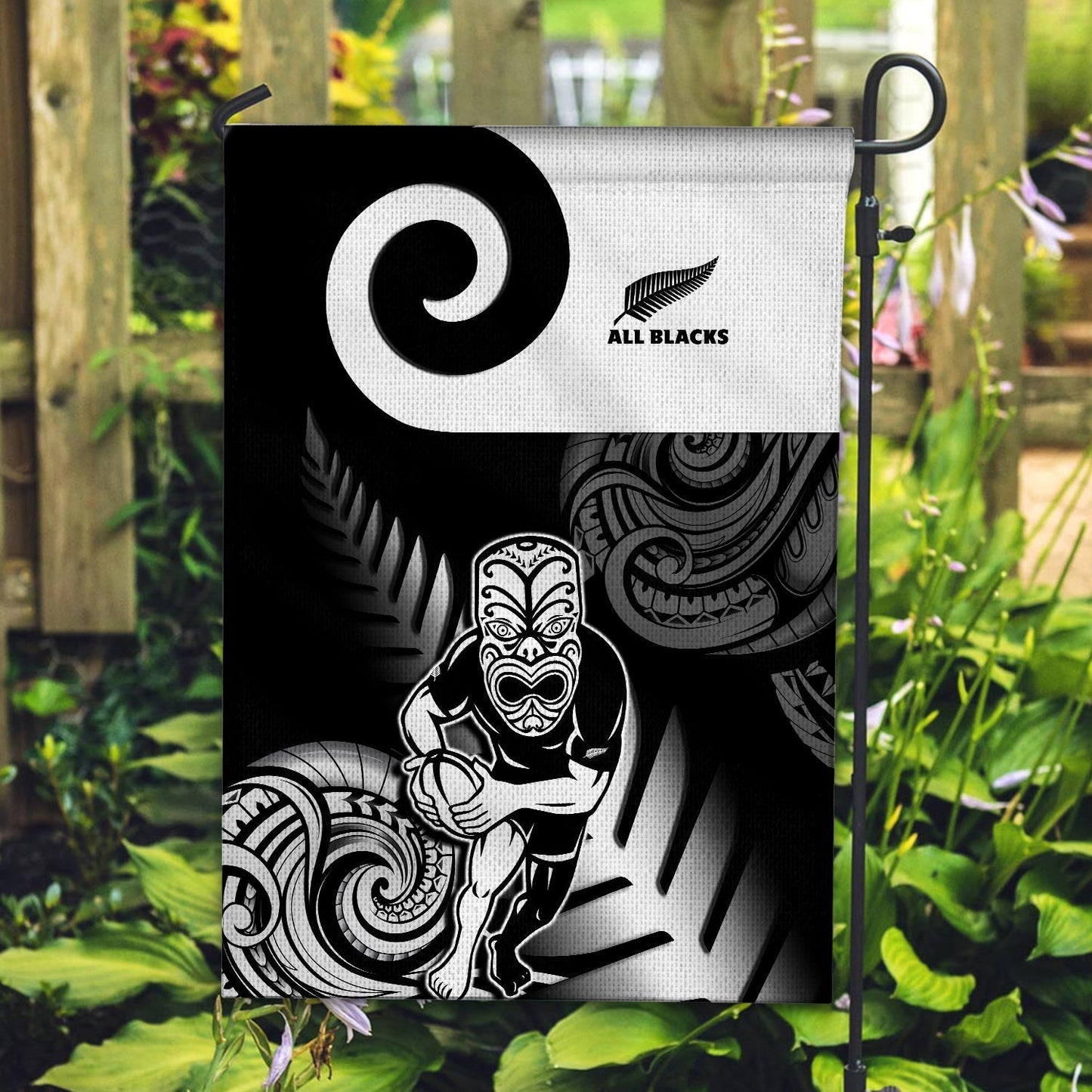 New Zealand Silver Fern Rugby Flag All Black Maori Koru