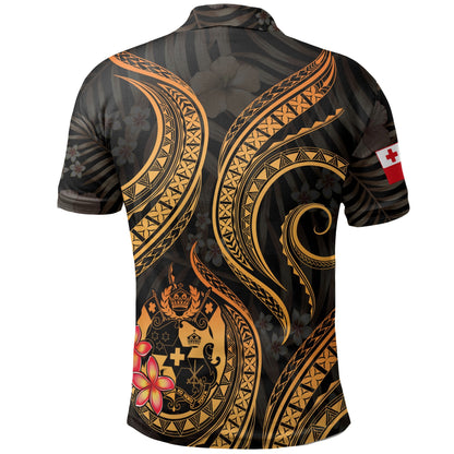 Tonga Polynesian Polo Shirt - Gold Plumeria