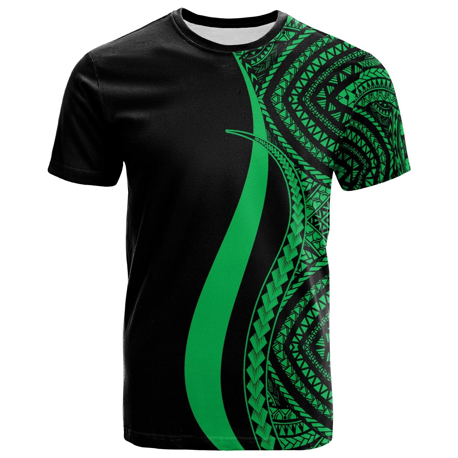 Micronesia T - Shirt Green - Micronesian Tentacle Tribal Pattern