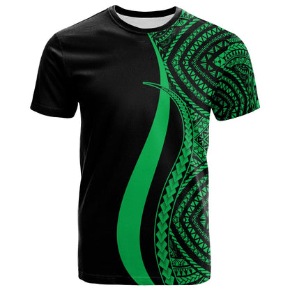 Micronesia T - Shirt Green - Micronesian Tentacle Tribal Pattern