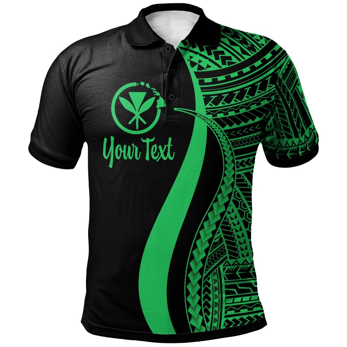Hawaii Custom Personalised Polo Shirt Green - Polynesian Tentacle Tribal Pattern