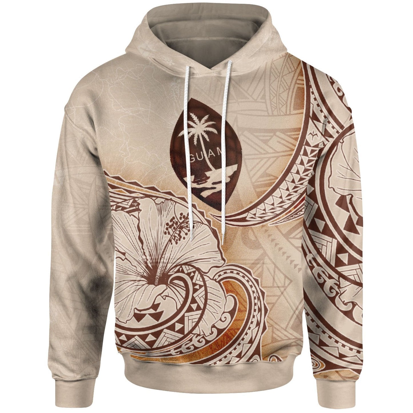Guam Hoodie Hibiscus Flowers Vintage Style