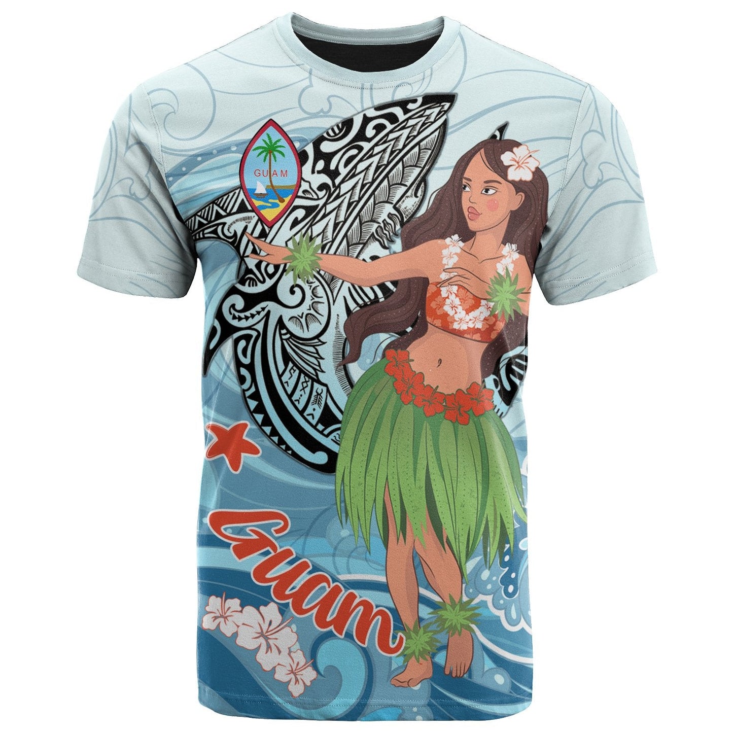 Guam T Shirt Polynesian Girls With Shark