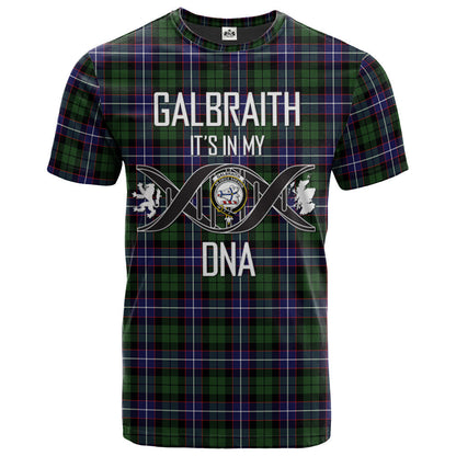 Printivon Galbraith Modern Clan DNA In Me Tartan Crest T Shirt