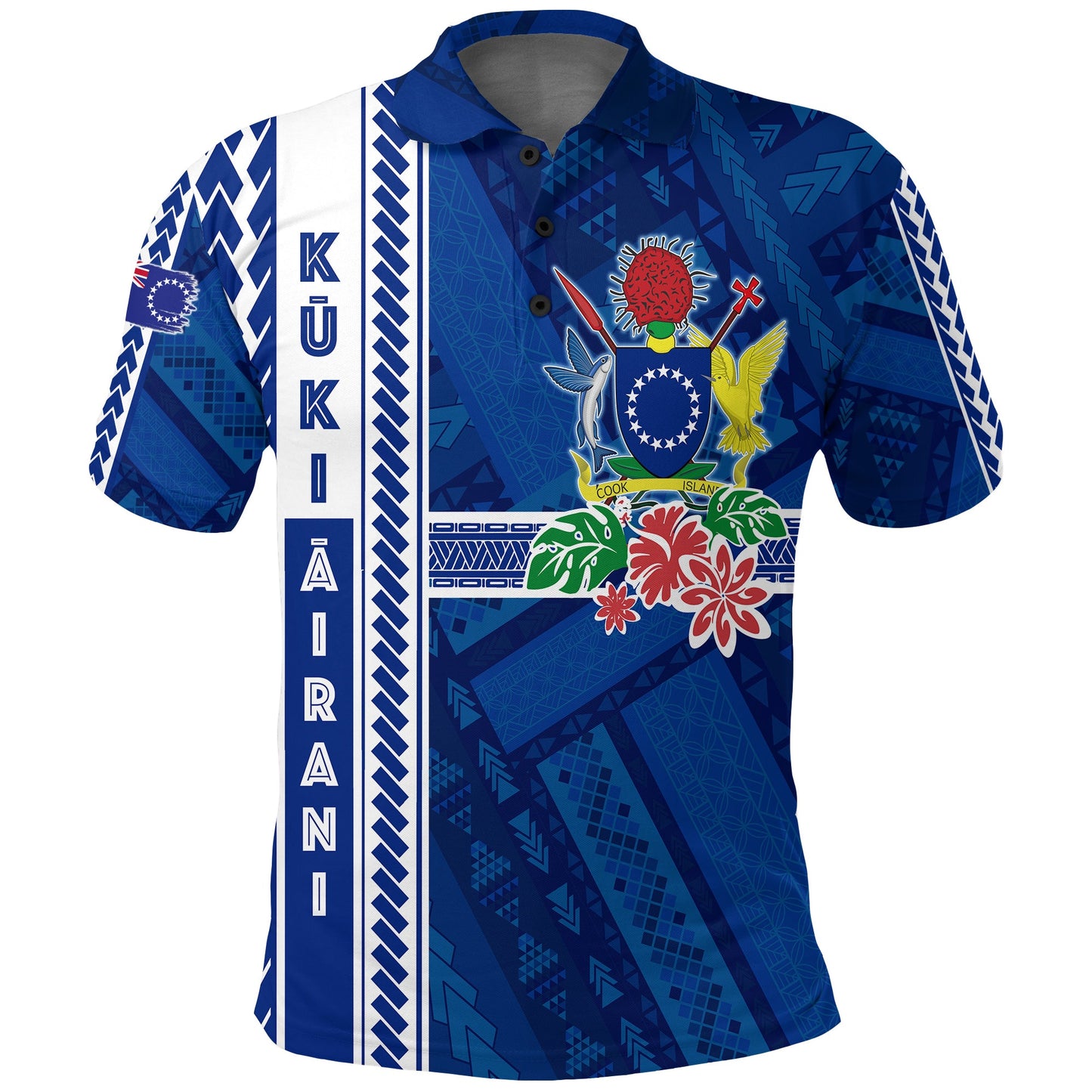 Cook Islands Turtle With Polynesian Geometrical Pattern Polo Shirt
