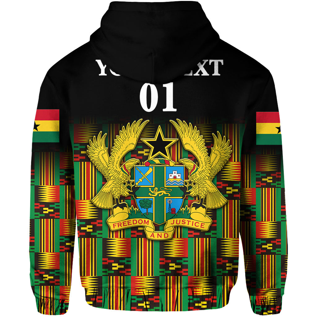 Custom Ghana Zip Hoodie Coat Of Arms Kente Pride