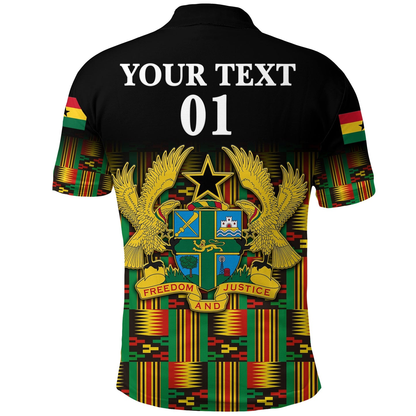 Custom Ghana Polo Shirt Coat Of Arms Kente Pride