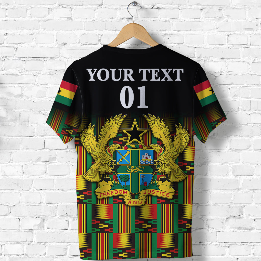 Custom Ghana T Shirt Coat Of Arms Kente Pride
