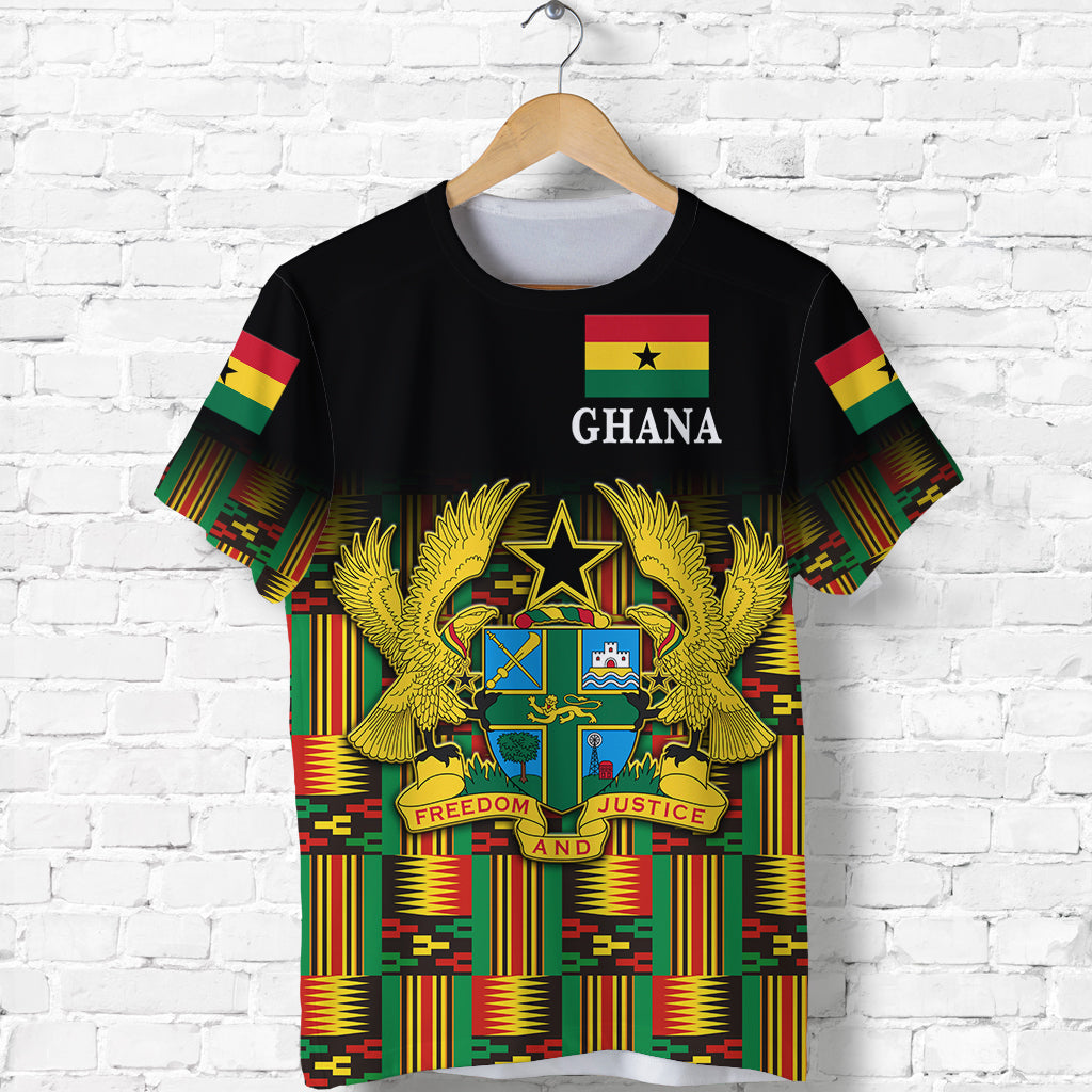 Custom Ghana T Shirt Coat Of Arms Kente Pride