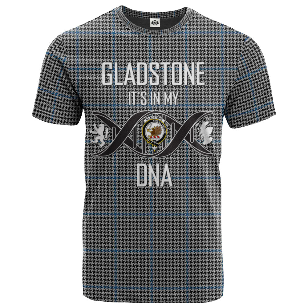 Printivon Gladstone Clan DNA In Me Tartan Crest T Shirt