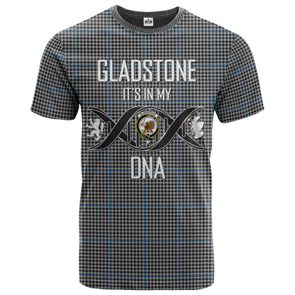 Printivon Gladstone Clan DNA In Me Tartan Crest T Shirt