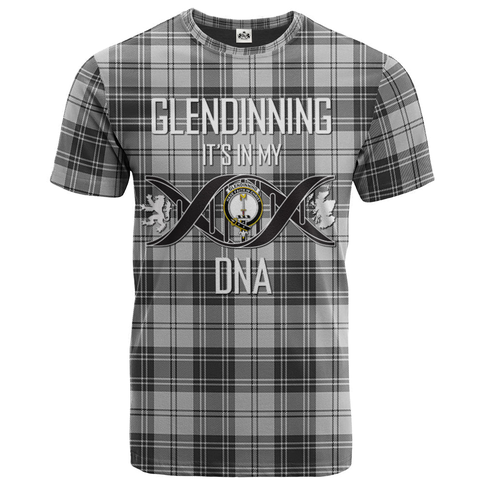 Printivon Glendinning Clan DNA In Me Tartan Crest T Shirt
