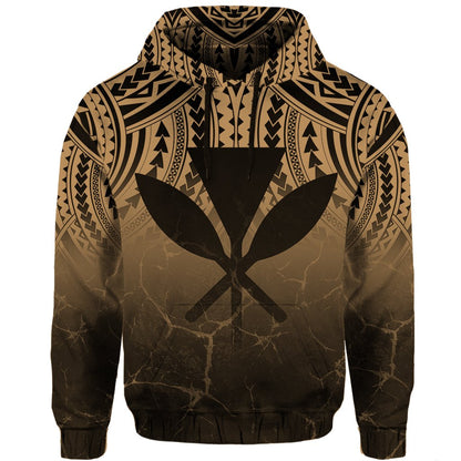 Hawaii Polynesian Kanaka Map Eruption Hoodie Roman Style Gold
