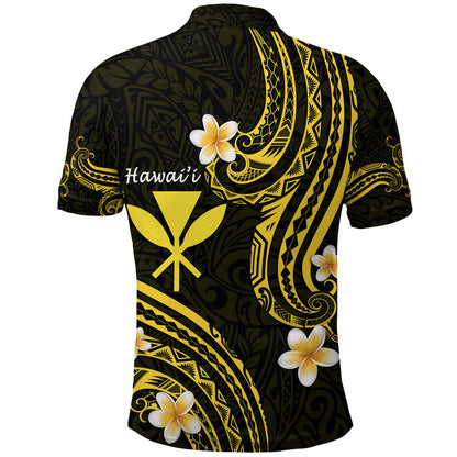 Hawaii Polo Shirt Gold Polynesian Line Style
