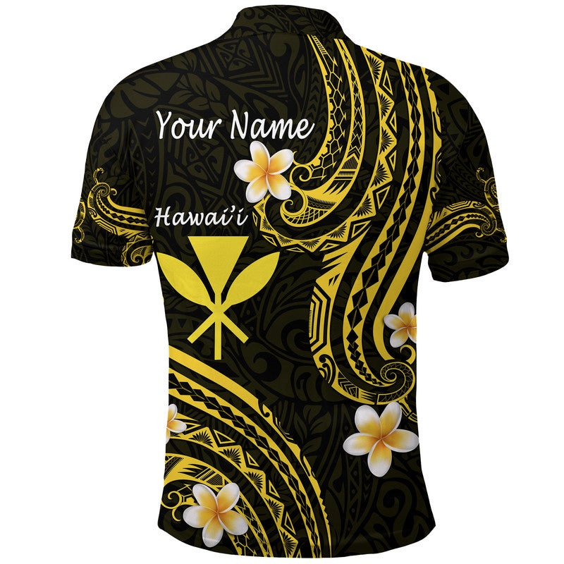 Custom Personalised Hawaii Polo Shirt Gold Polynesian Line Style