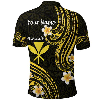 Custom Personalised Hawaii Polo Shirt Gold Polynesian Line Style