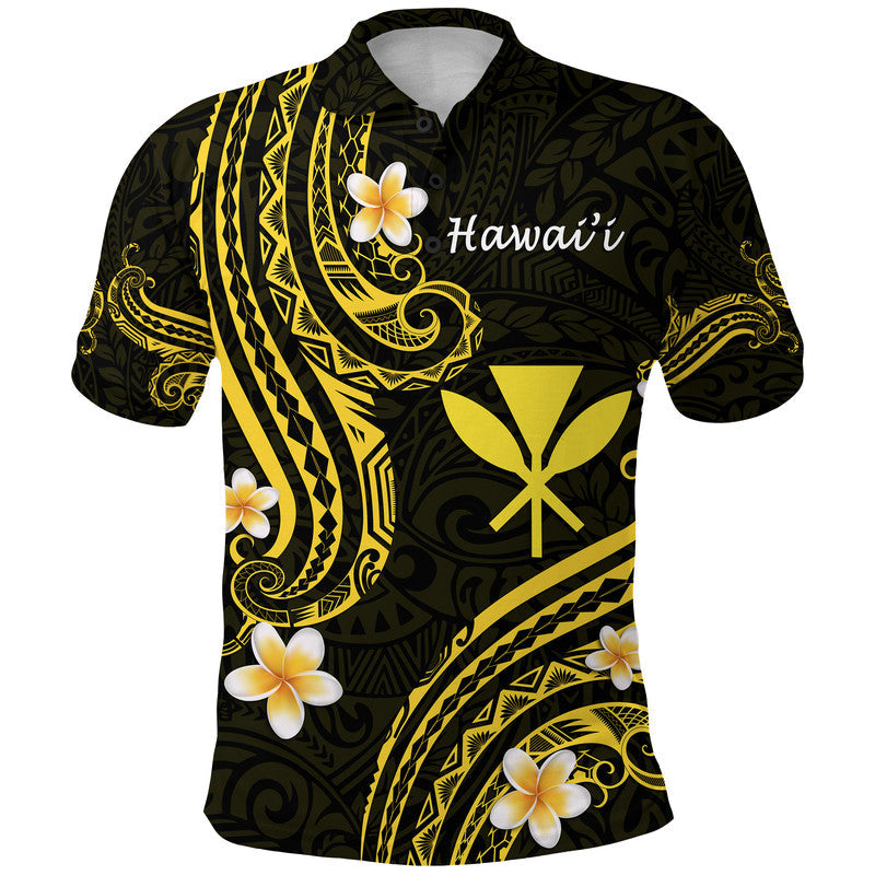 Hawaii Polo Shirt Gold Polynesian Line Style