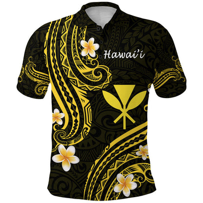 Hawaii Polo Shirt Gold Polynesian Line Style