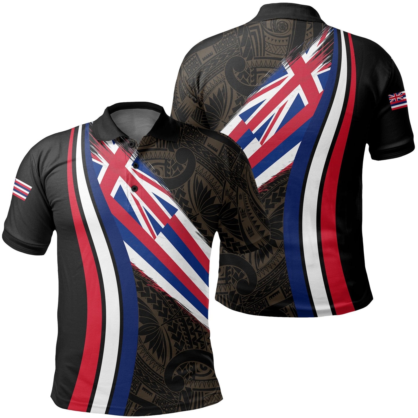 Polynesian Unisex Hawaii Flag Polo Shirt - Ten Style