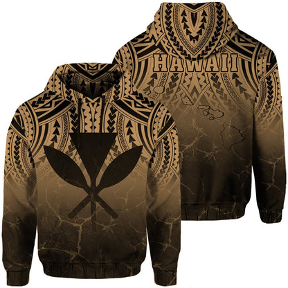 Hawaii Polynesian Kanaka Map Eruption Hoodie Roman Style Gold