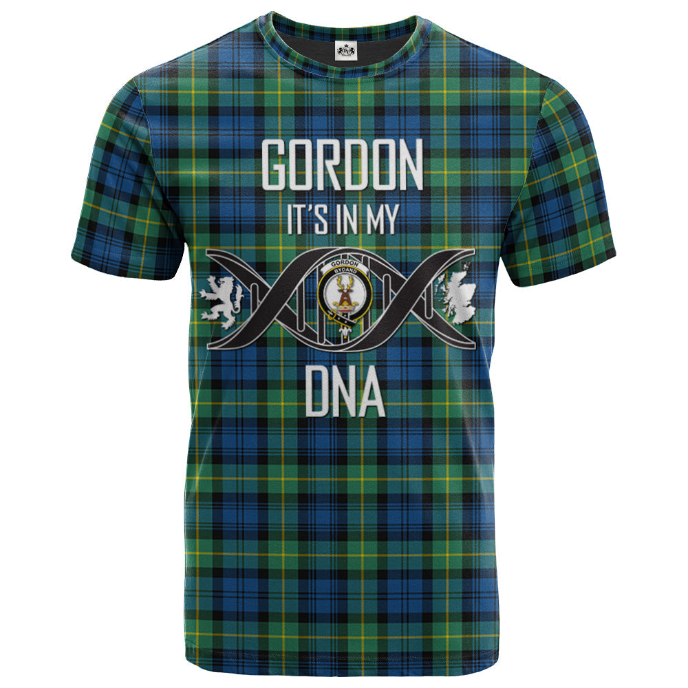 Printivon Gordon Ancient Clan DNA In Me Tartan Crest T Shirt
