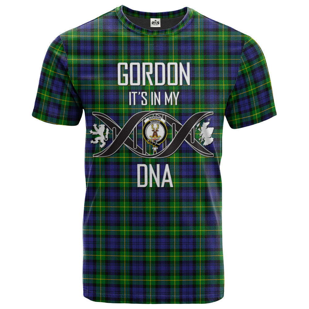 Printivon Gordon Modern Clan DNA In Me Tartan Crest T Shirt