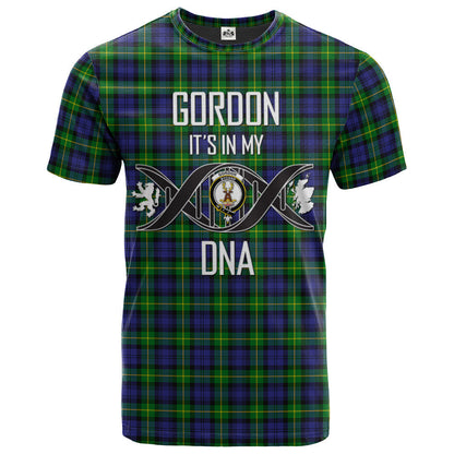 Printivon Gordon Modern Clan DNA In Me Tartan Crest T Shirt