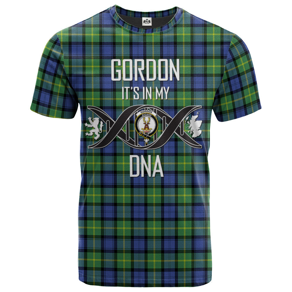 Printivon Gordon Old Ancient Clan DNA In Me Tartan Crest T Shirt