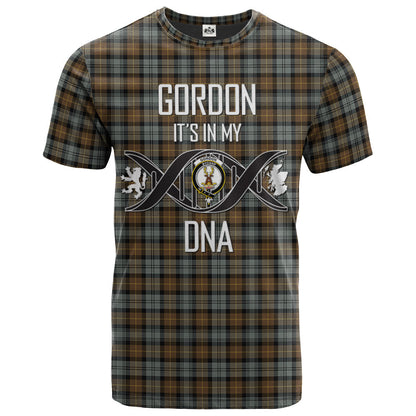 Printivon Gordon Weathered Clan DNA In Me Tartan Crest T Shirt