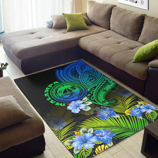 Vanuatu Malampa Province Area Rug Hibiscus Tribal Polynesian Tattoo Ver Gradient