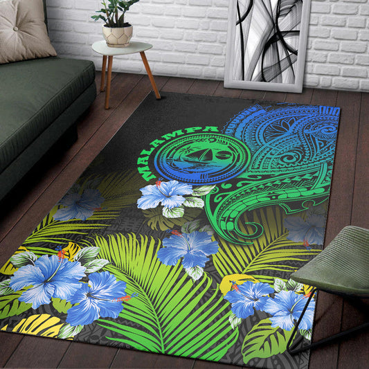 Vanuatu Malampa Province Area Rug Hibiscus Tribal Polynesian Tattoo Ver Gradient