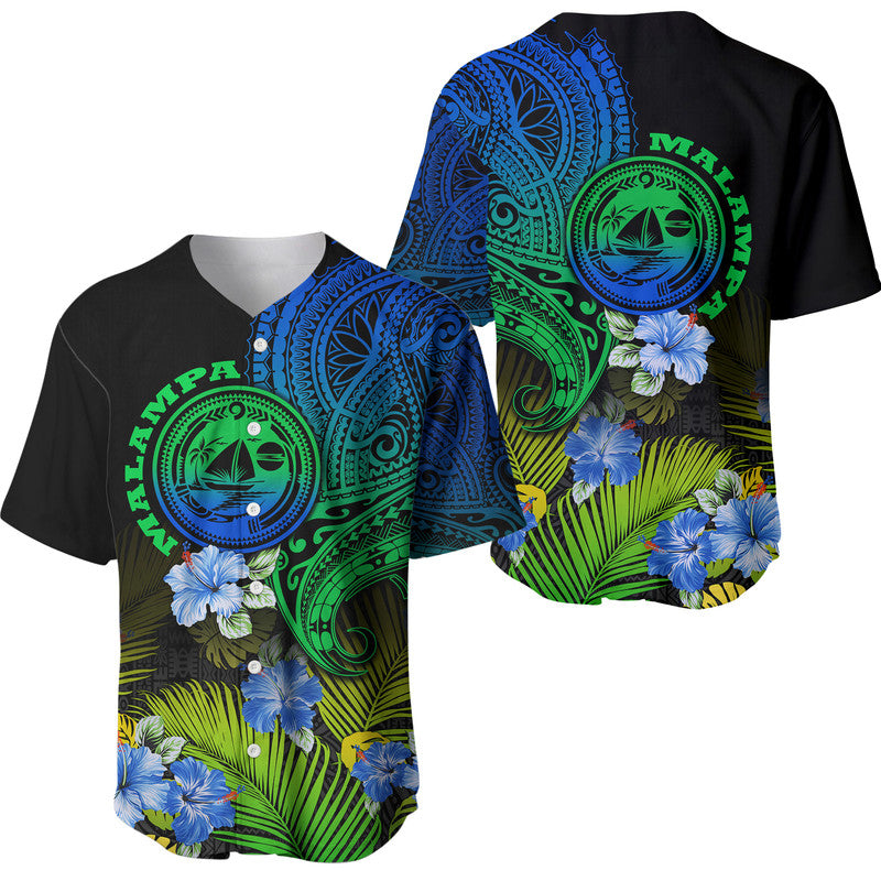 Vanuatu Malampa Province Baseball Jersey Hibiscus Tribal Polynesian Tattoo Ver Gradient