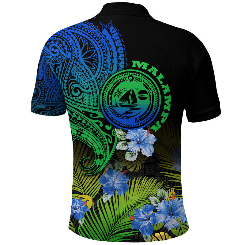 Vanuatu Malampa Province Polo Shirt Hibiscus Tribal Polynesian Tattoo Ver Gradient